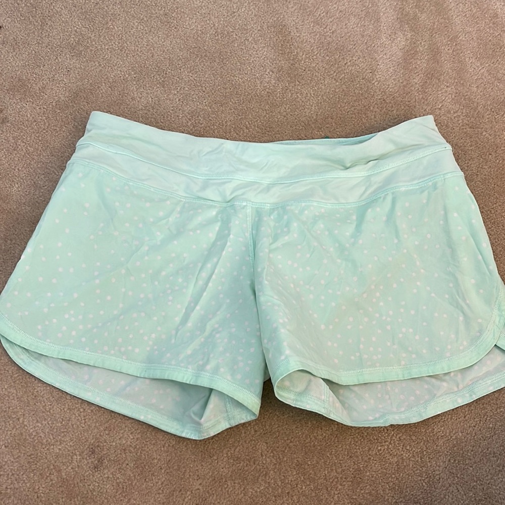 lululemon green and white polka dot shorts